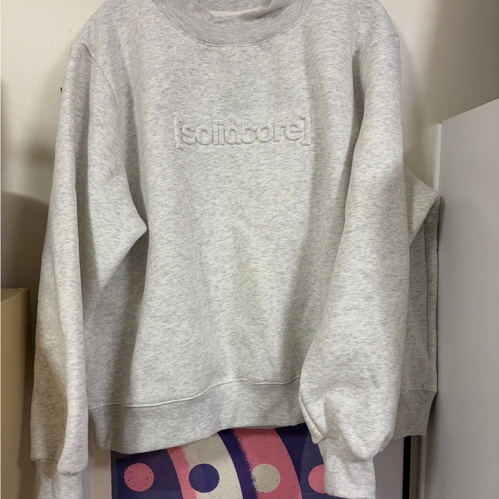 [Solidcore] Solidays Light Gray embossed mockneck Sweatshirt - Women's Sweater